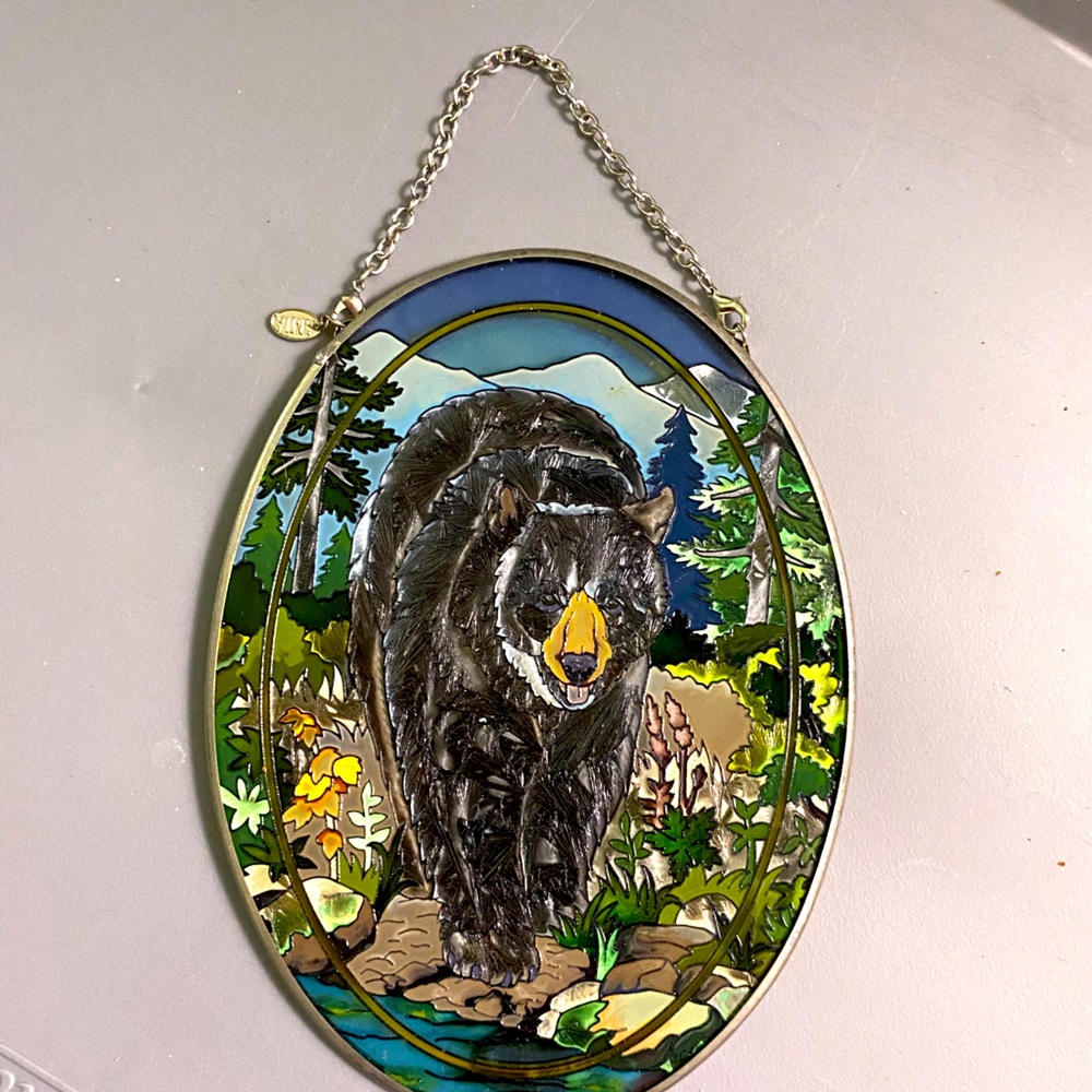 Amia stain glass oval wall hanging 8”